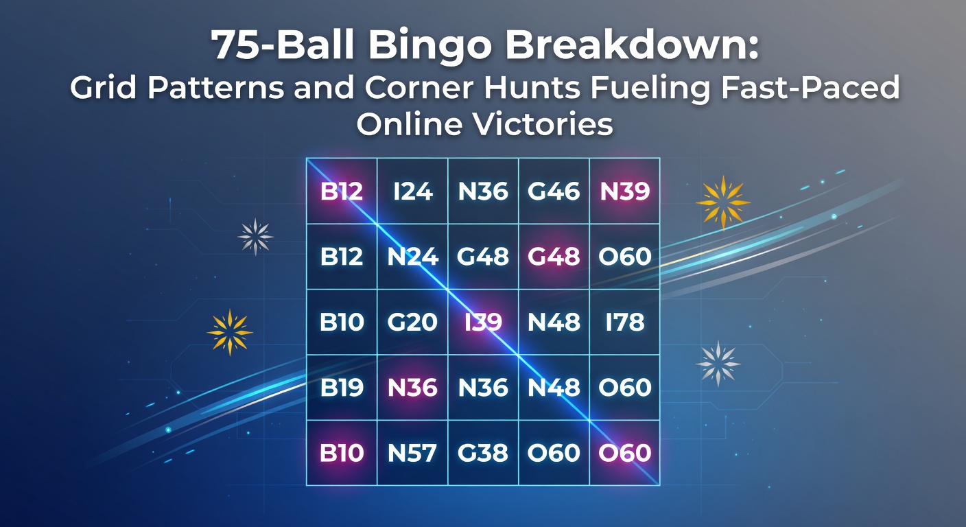 Classic 75-ball bingo card displaying a 5x5 grid with B-I-N-G-O columns and sample numbers marked for patterns