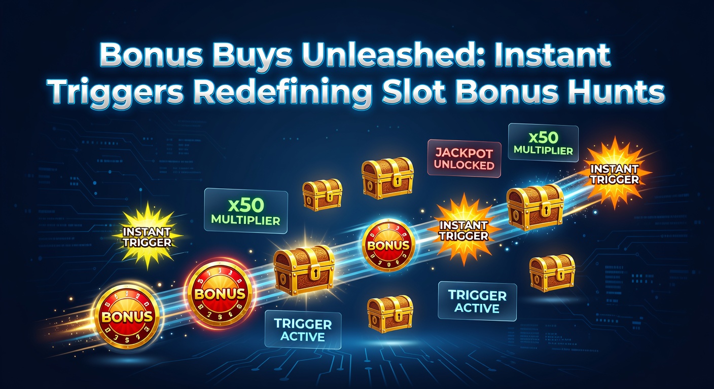 Vibrant slot machine screen displaying a bonus buy option with glowing triggers and cascading multipliers, capturing the excitement of instant bonus activation