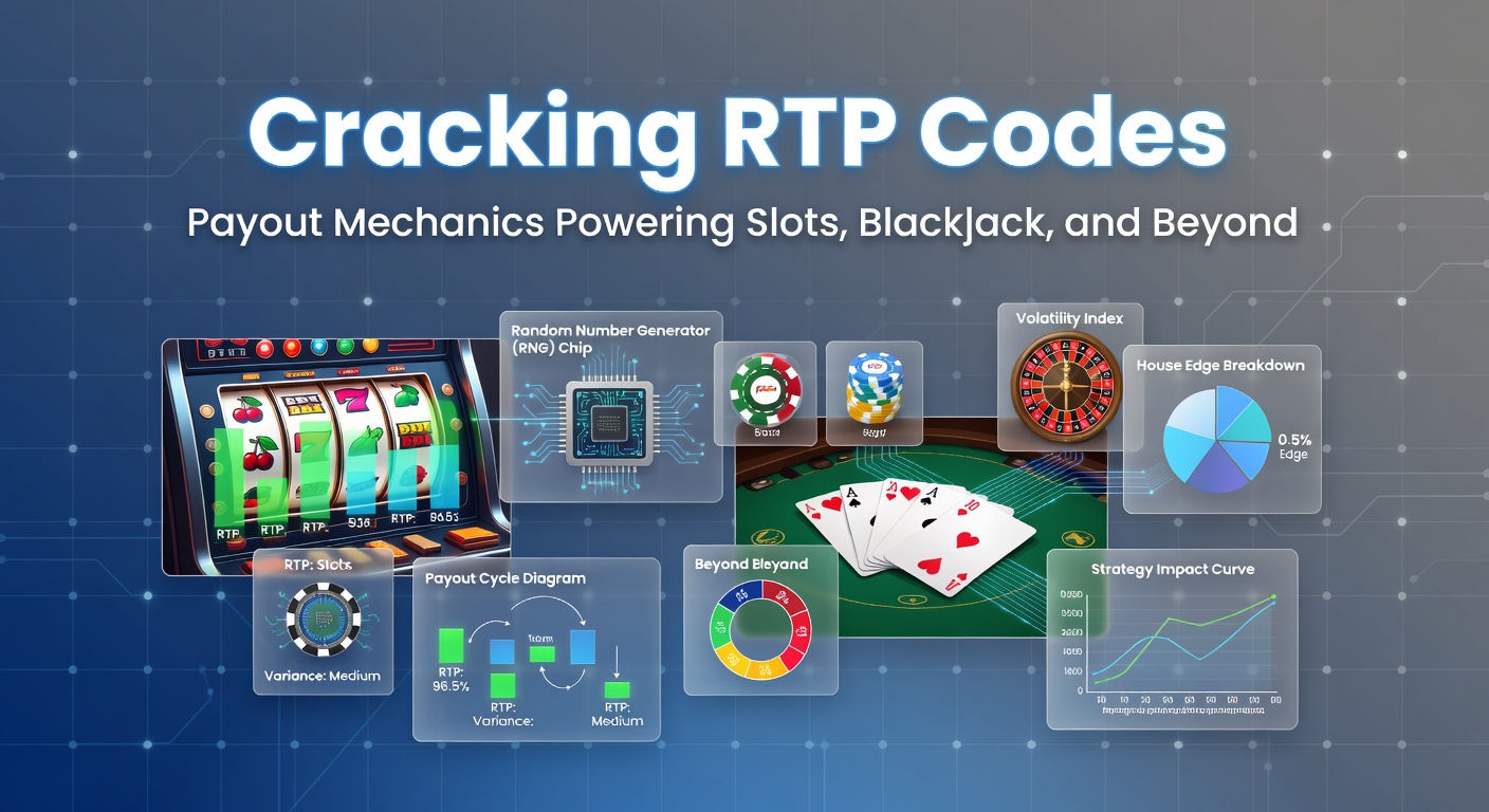 Digital display showing slot machine payout percentages and RTP calculations in a vibrant casino interface