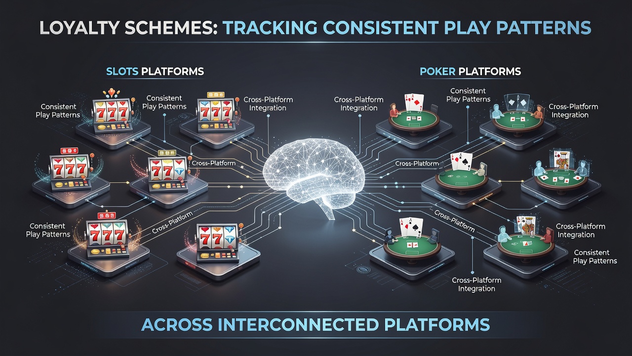 Analytics visualization of player engagement trends linking slots, poker, and bingo loyalty data