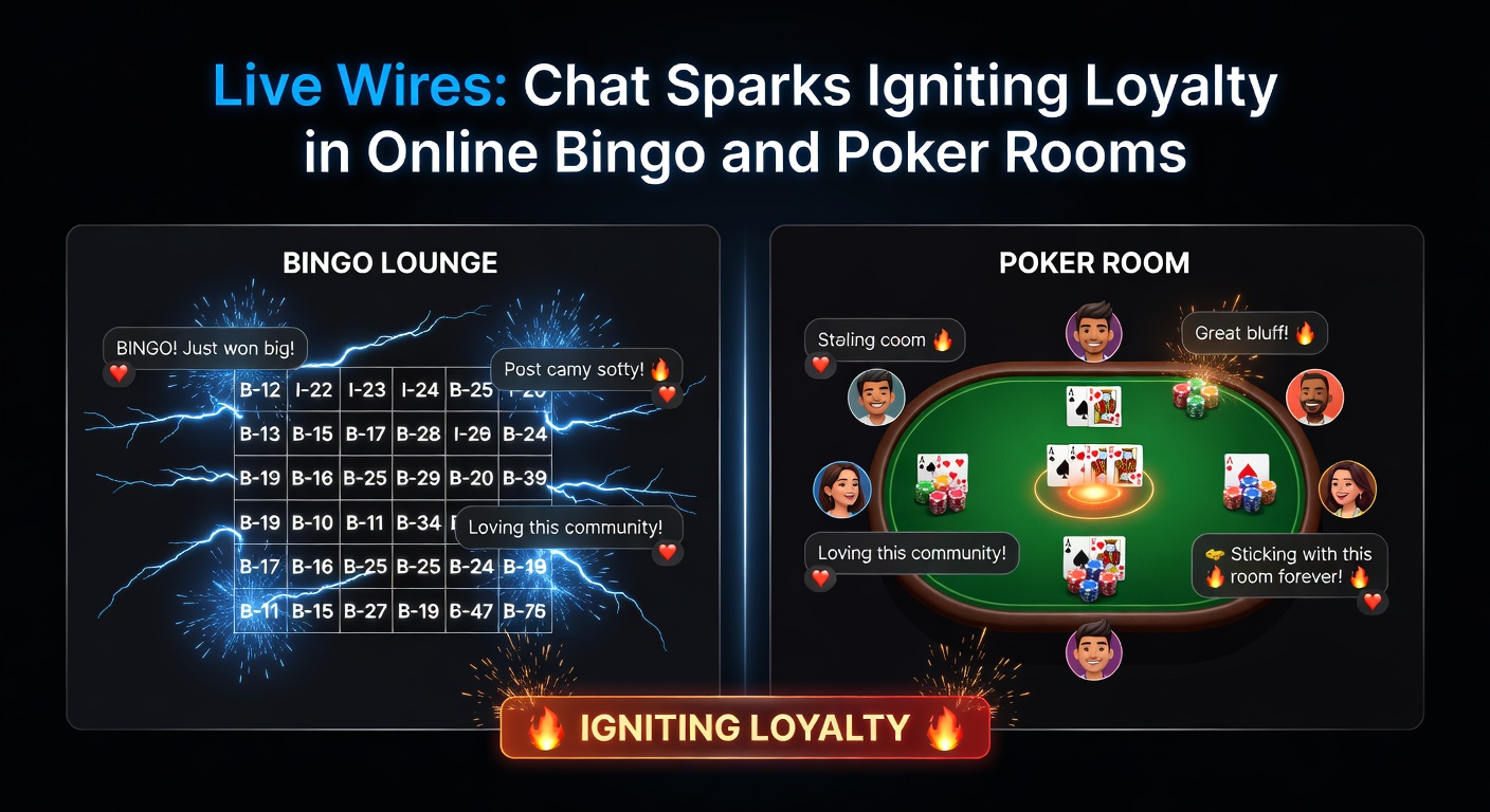 Group of diverse online players represented by avatars celebrating a win in a lively poker chat interface with moderator messages