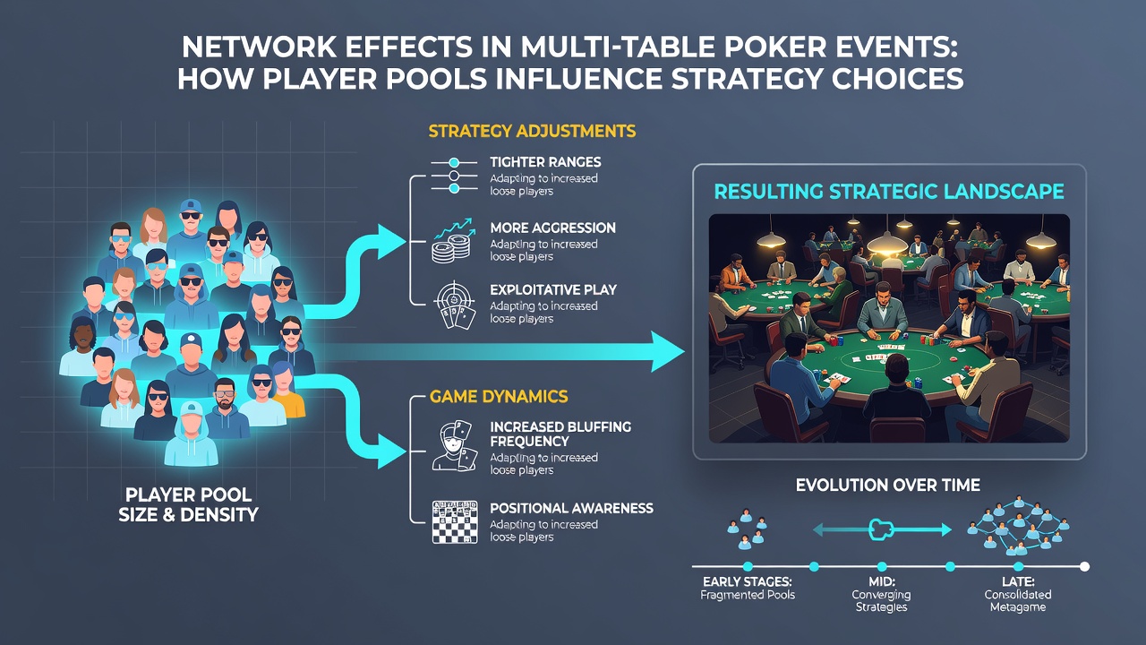 Poker players reviewing strategy notes during a large multi-table event