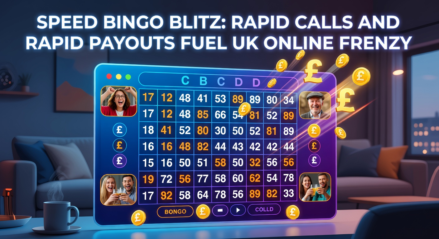 Vibrant online speed bingo interface showing rapid number calls and excited digital players