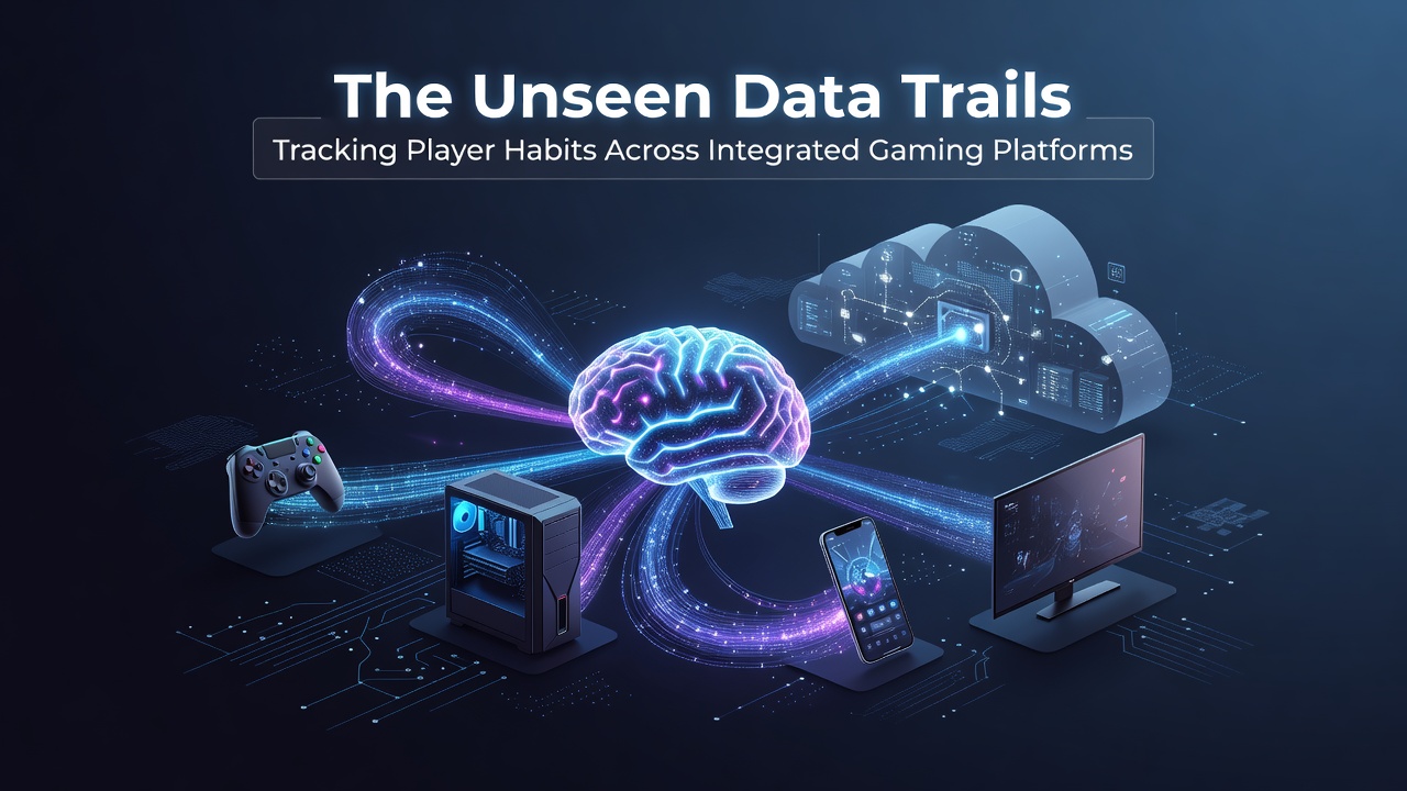 Visualization of interconnected data trails across multiple gaming devices and platforms