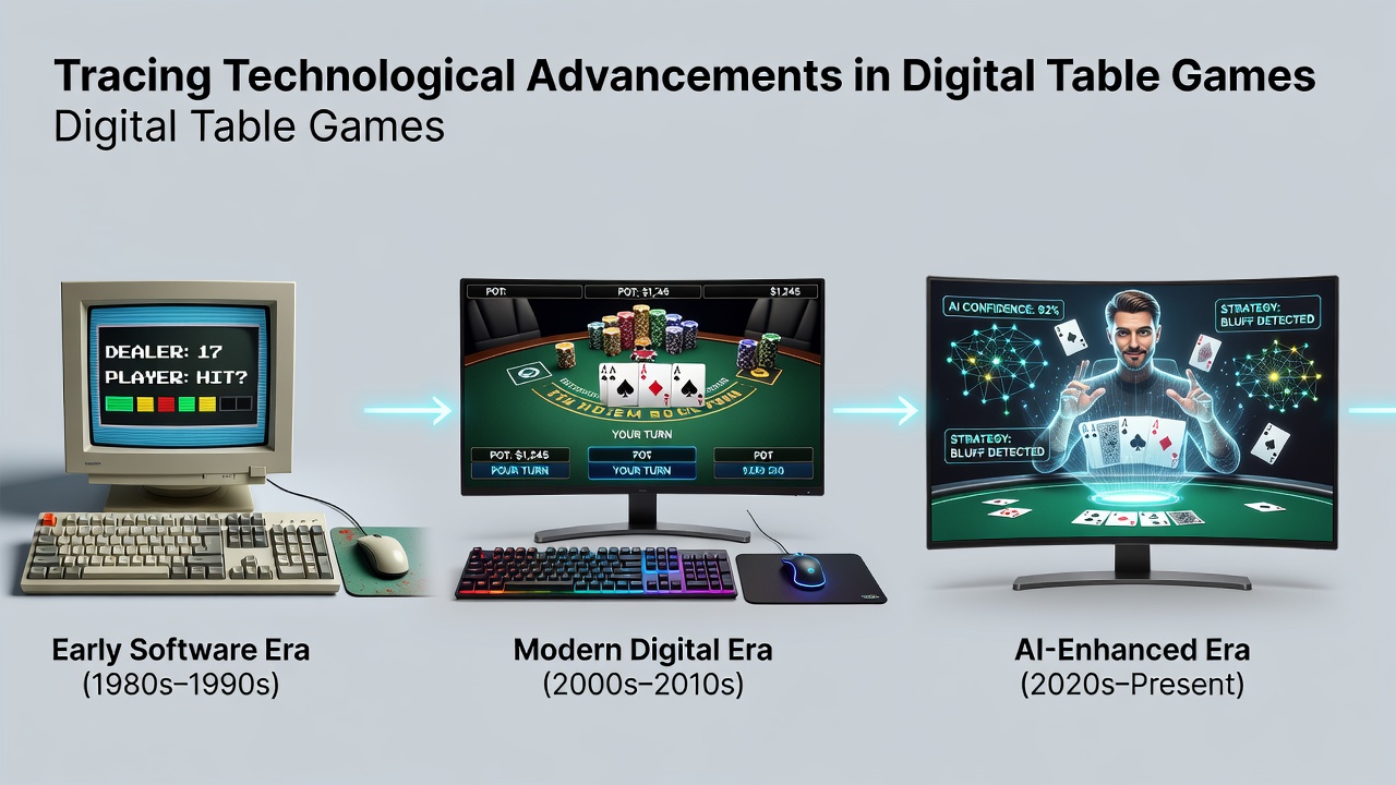 Modern AI-enhanced digital table game with adaptive dealer interface
